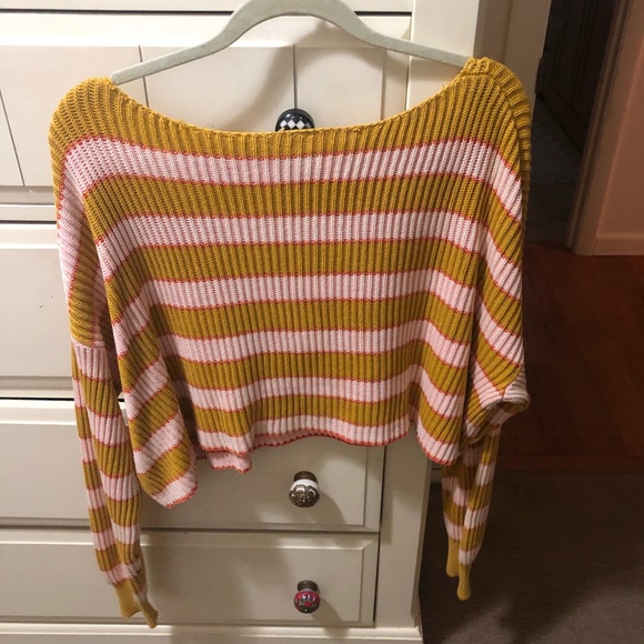 Free People Just My Stripe Cropped Sweater - NWOT - Picture 6 of 7